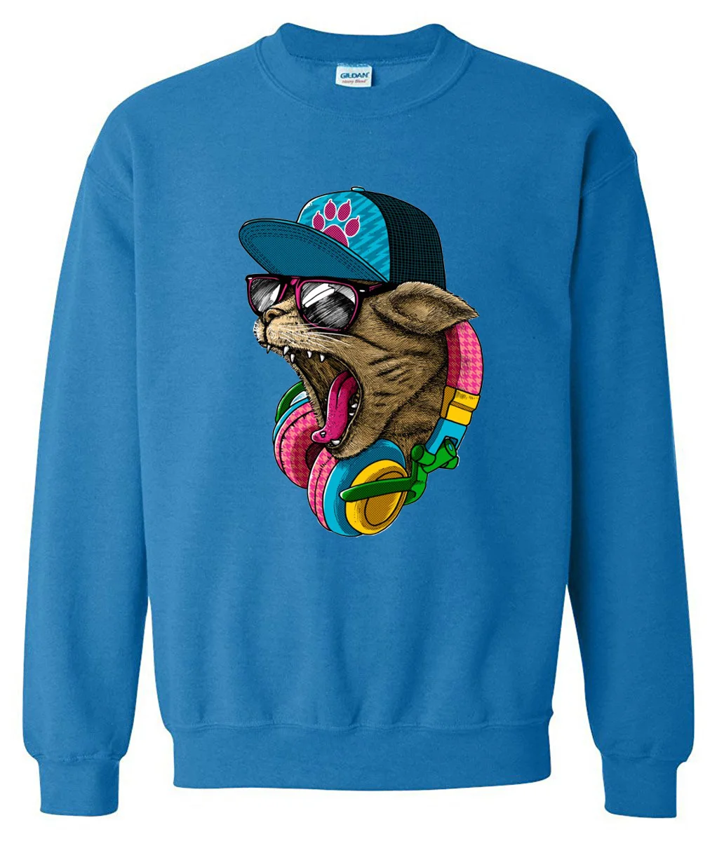 Мужская толстовка с принтом Crazy DJ Cat уличная спортивная одежда в стиле хип-хоп