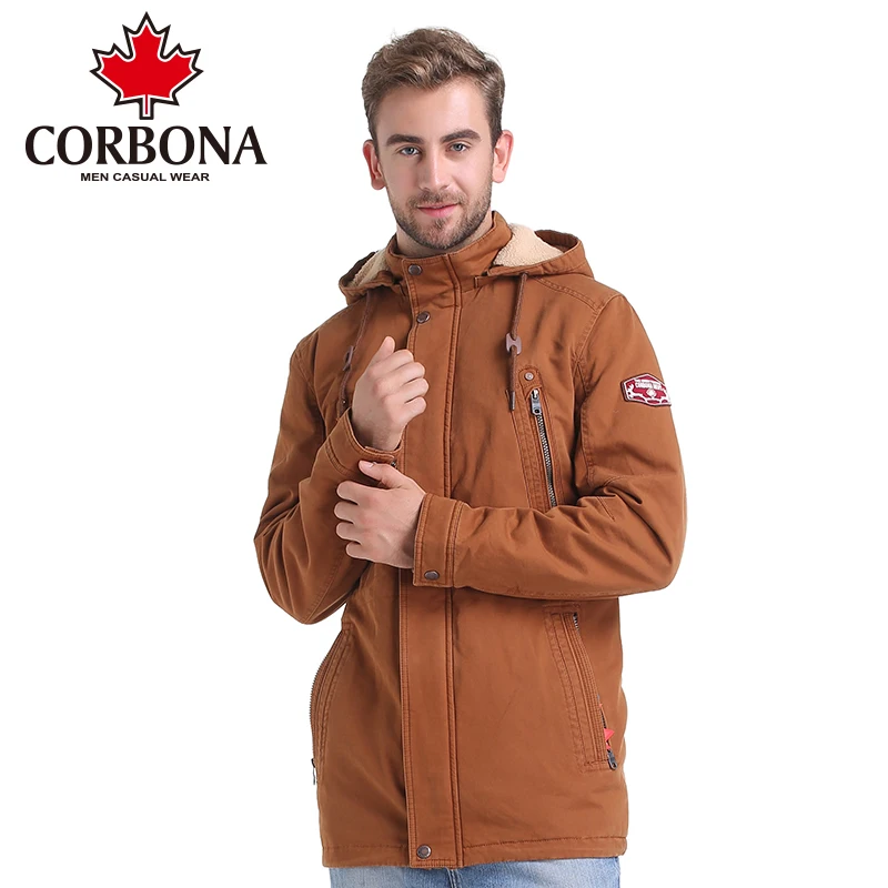 CORBON Jacket Men's Parkas Thick Hooded Coats Men Thermal Warm Casual Jackets Male Outerwear Brand Clothing | Мужская одежда
