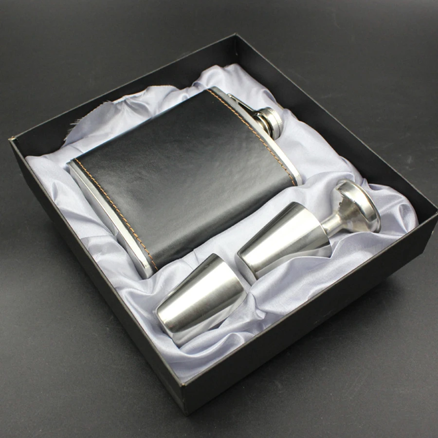 1 комплект мужская кожаная колба труба из нержавеющей стали 7 унций|hip flask