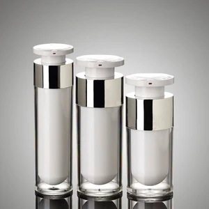 Акриловый насос для прессования, 15 мл, 30 мл, 50 мл, безвоздушные бутылки для ухода за кожей, жидкий крем для лосьона, пластиковая косметическая упаковка, 10 шт.лот