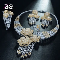 be 8 unique brilliant cubic zirconia wedding jewelry set big flower shape africa luxury bridal 4pcs set festival dress s337