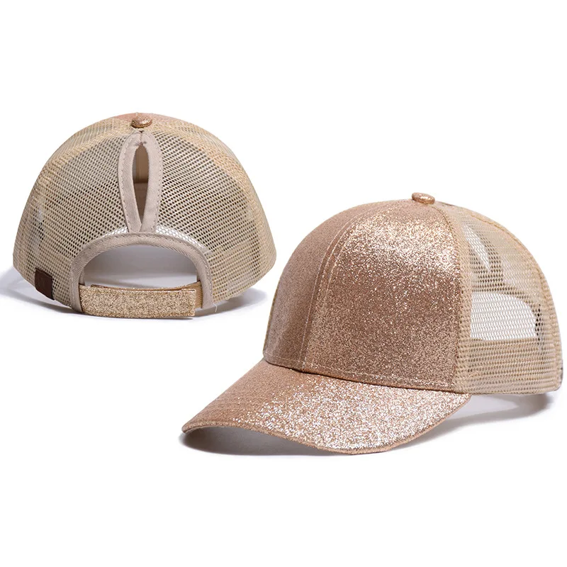 Horsetail Mesh Cap Adjustable Sequins Snapback Outdoor Sports kids girl Solid Baseball hat Sun Hat | Спорт и развлечения