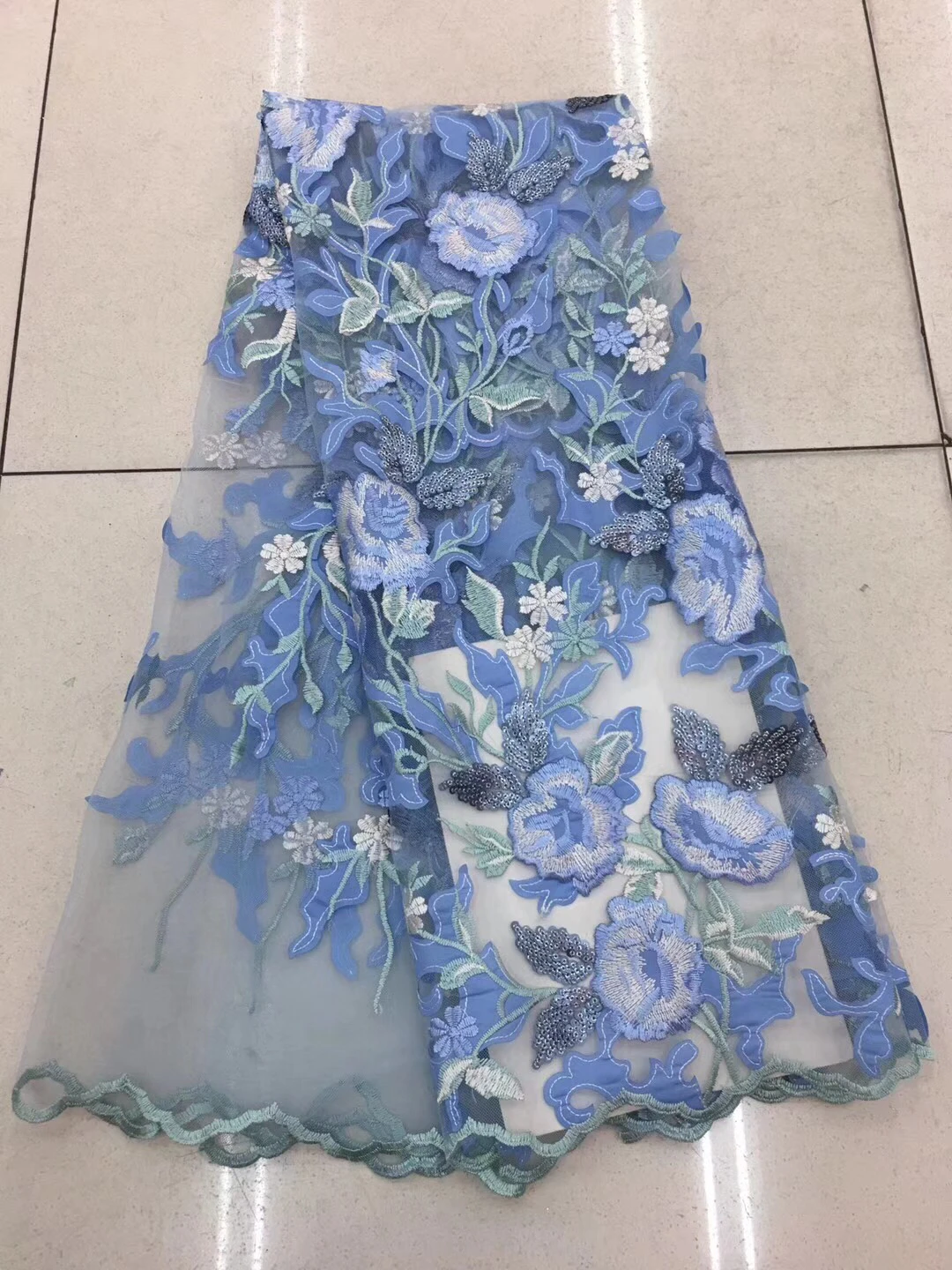 

Hot Sale french lace 5yards/lot cheap african sequins lace fabric blue pink purple high quality african tulle lace fabric LD2381