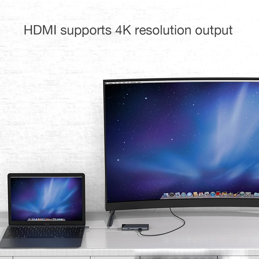 USB C PD зарядное устройство концентратор многопортовый Тип C комбинированный концентратор для MacBook к HDMI 4 K Ethernet, SD/TF кардридер и USB 3,0 порты