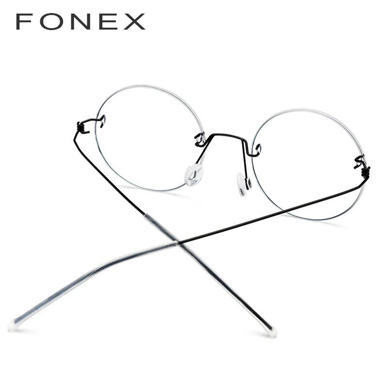 FONEX титановый сплав оправа для очков для мужчин рецепт без винтов Близорукость Оптические очки для женщин без оправы круглые корейские очки 98620