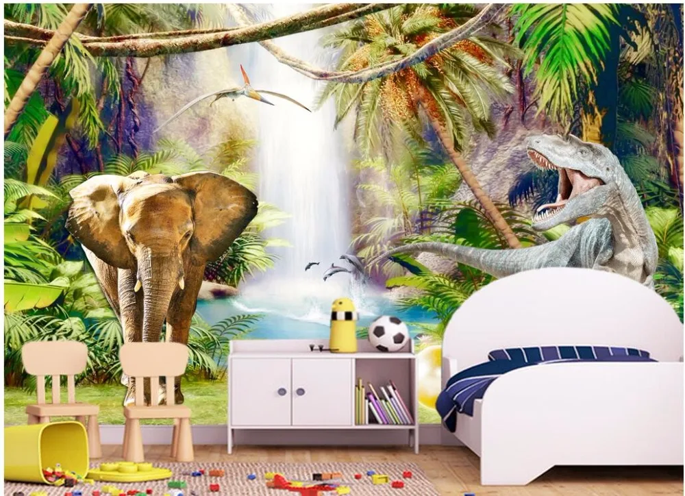 

3D-обои на заказ, фотообои с изображением Девы леса, динозавра, слона, украшение для детской комнаты, живопись, 3d настенные фрески, обои для стен 3 d