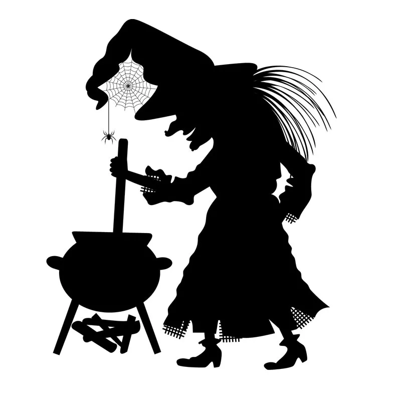 2 размера казан паук ведьма наклейка на стене хэллоуин домашний декор винил