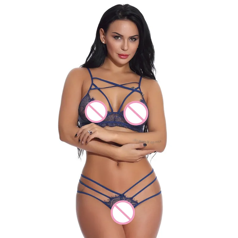 2-х шт. Новый женский комплект бандажного бюстгальтера из кружева "Бэбидолл" с прозрачным бельем для сна без швов #15A.