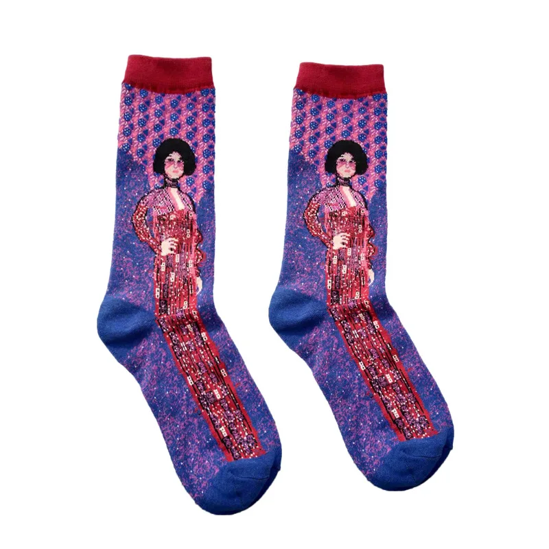 Hot Starry Night Autumn Winter Retro Women Personality Art Van Gogh Mural World Famous Painting Male Socks Oil Funny Happy Socks