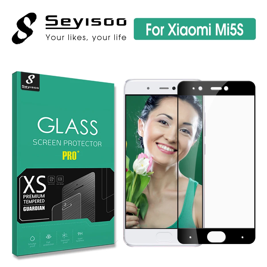 

100% Original Seyisoo Brand Full Cover Screen Protector Tempered Glass For Xiaomi Mi5S Xiomi Mi 5S Mi5 S 2.5D 9H 0.3mm Film