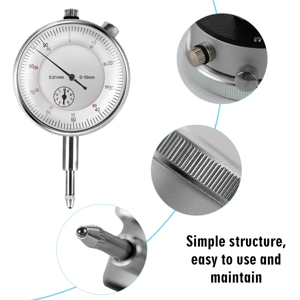 Dial Indicator 0-10mm 0.01mm Accuracy Measurement Instrument Gauge Micrometer Precision Tools Portable Test |