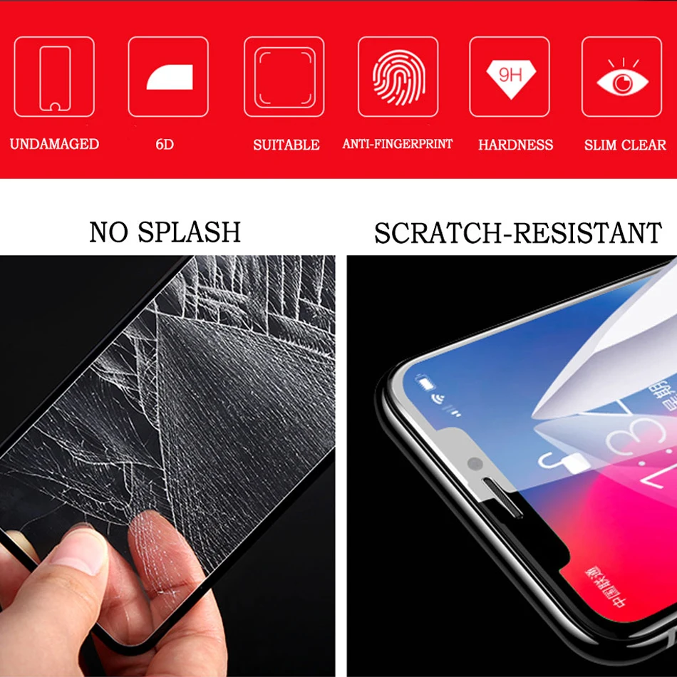UTOPER 6D Круглое закаленное стекло для iPhone 6 6s 7 8 Plus X полное покрытие Защита экрана