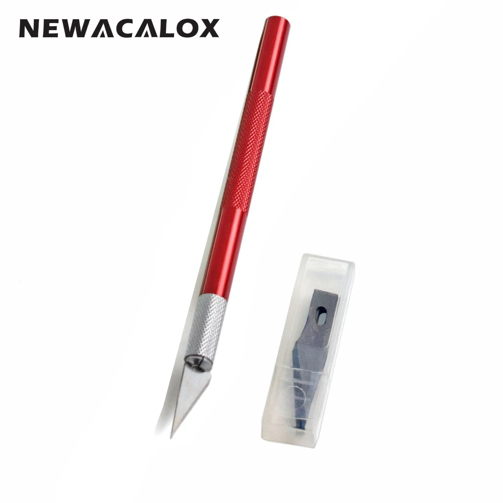 NEWACALOX 6 шт. лезвия искусство хобби нож резьба по дереву бритва кожа фрукты еда ремесло гравировка скальпель DIY резка PCB инструмент для ремонта - Цвет: red Hobby Knife