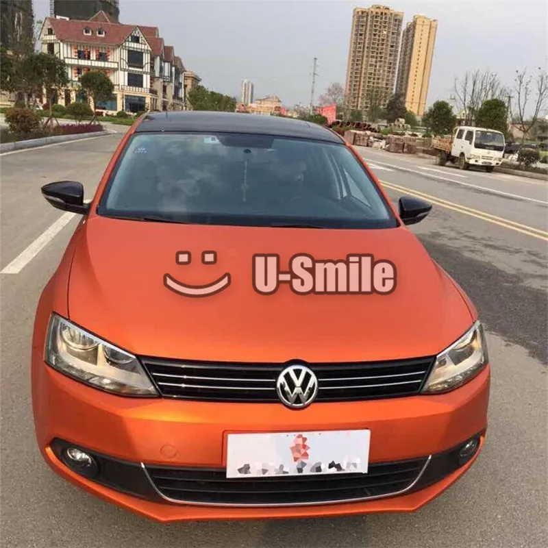 Высококачественная матовая оранжевая металлическая виниловая пленка без