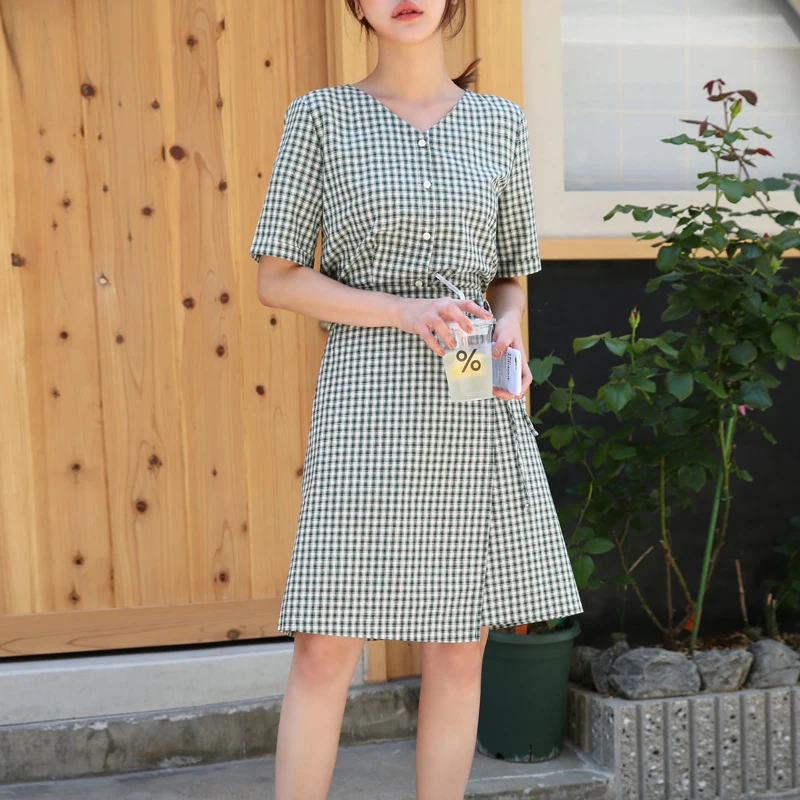 Темпераментные винтажные платья женские поддельные 2 шт дизайн Корея Япония