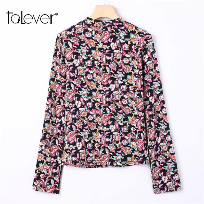 Для женщин Винтаж кешью с цветочным принтом рубашка женская длинным рукавом