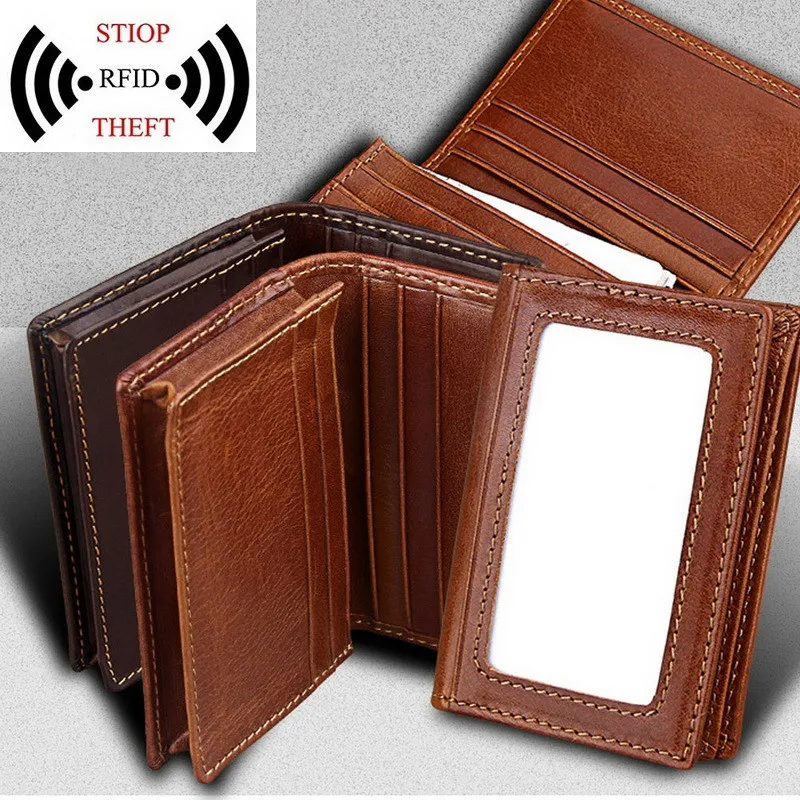 Кошелек из натуральной кожи Мужской органайзер кошельки брендовые винтажные