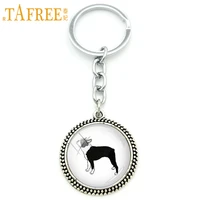 tafree cute animal jewelry dog keychain boston terrier animal profile art pendant key chain ring childrens day gift kc309