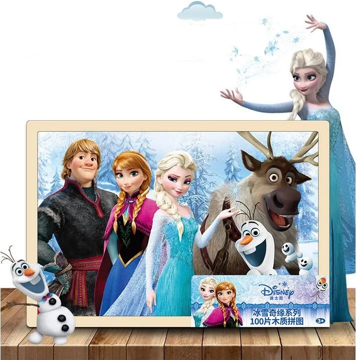 Disney замороженные Микки и Минни Маус София головоломки 100 шт. обучения Развивающие интересные деревянные игрушки для детей подарок развивающие игрушки пазлы развивающие игрушки для детей головоломка игрушка бизиборд