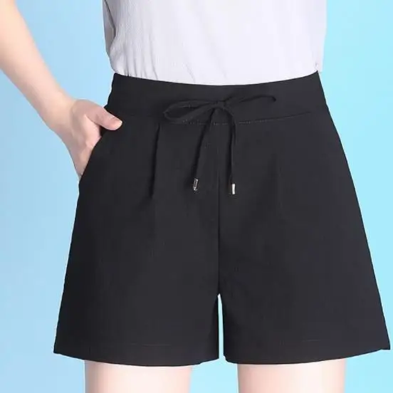 4XL Plus Size Womens Shorts Summer 2019 Fashion Loose Elastic Waist Cotton Linen Short Trousers Femme With Pocket AE111 | Женская одежда