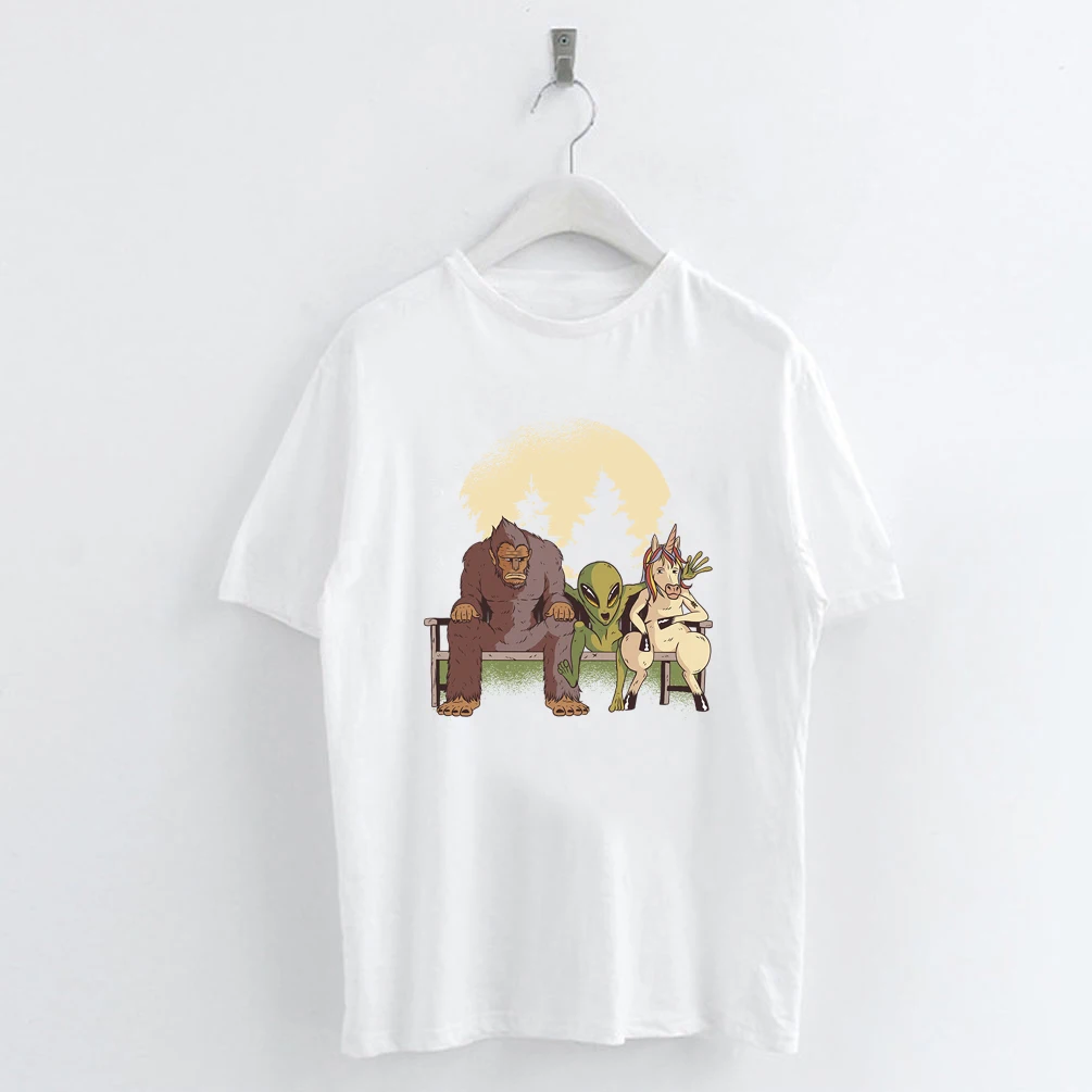 Женские футболки с принтом Qlychee пришелец Харадзюку вырезом лодочкой короткий