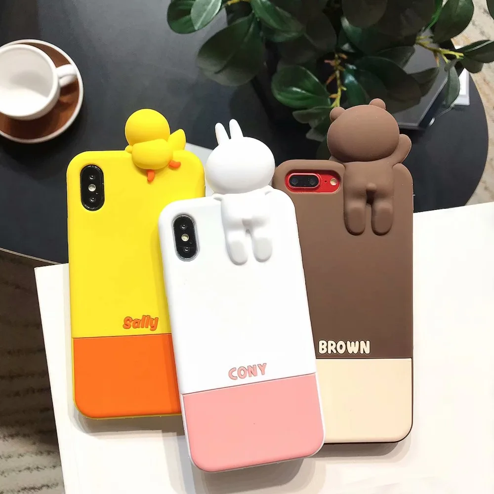 ORYKSZ 3D чехол с кроликом из мультфильма для iPhone X XR XS Max 7 8 Plus Мягкий ТПУ силиконовый чехол s чехол для iPhone 8 7 6S Plus задняя крышка