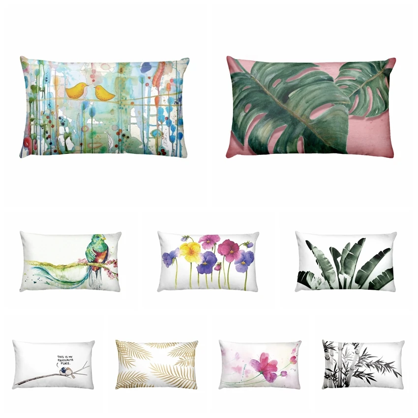 Украшение для домашних подушек в виде цветов и птиц печатных талии наволочка