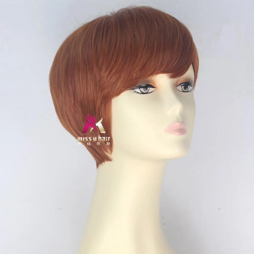 Miss U волосы синтетические короткие прямые розовый красный черный фиолетовый стили волос ролевые игры парик партии Косплей Костюм Полный парик+ крышка