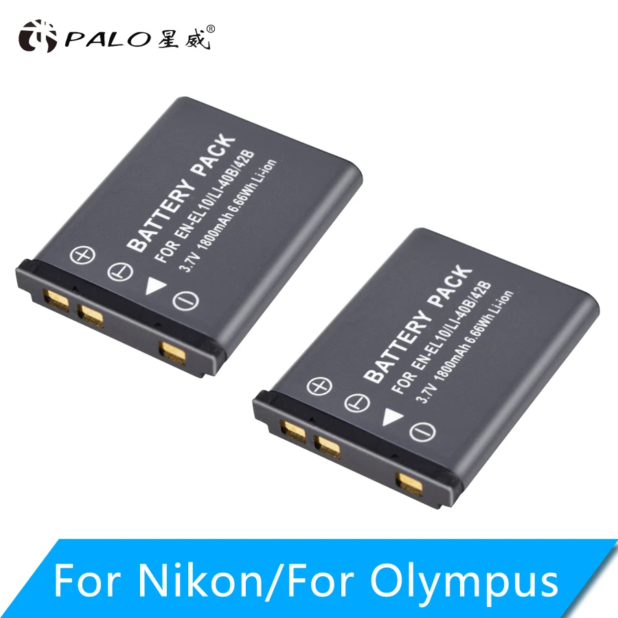 

2Pcs 3.7V 1800mAh Li-40B Li40B Li 40B Li-42B EN-EL10 Digital Replacement Batteries for Camera for Olympus for Nikon for Fujifilm
