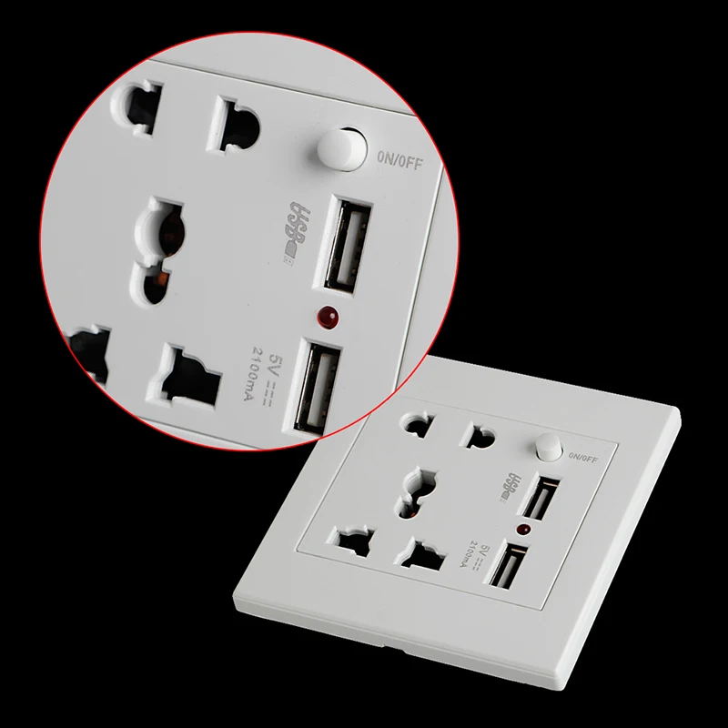 OOTDTY розетка + 2 USB переключатель настенная зарядное устройство AC/DC адаптер питания