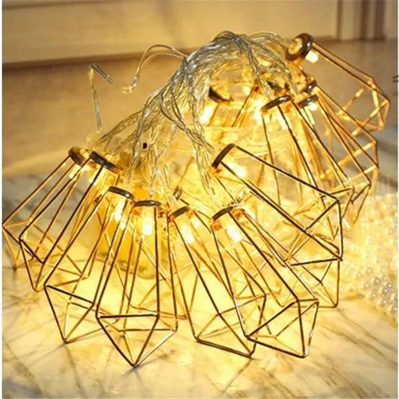 

Party Decor Gold Diamond shape Battery powered Flashing String Lights, Festival Decor Lights, Christmas party light 20 leds