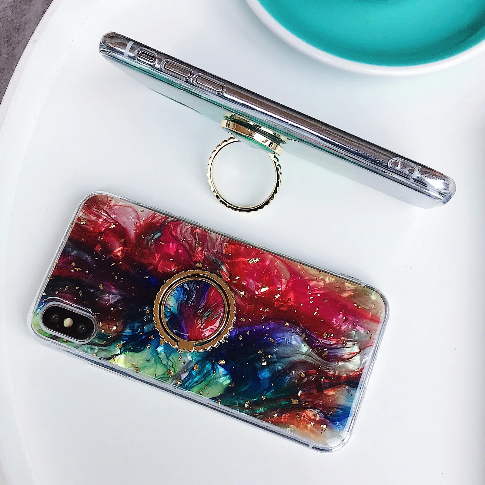 Роскошное кольцо на палец и подставка под мрамор чехол для iPhone XS MAX XR X 6 S 7 8 Plus