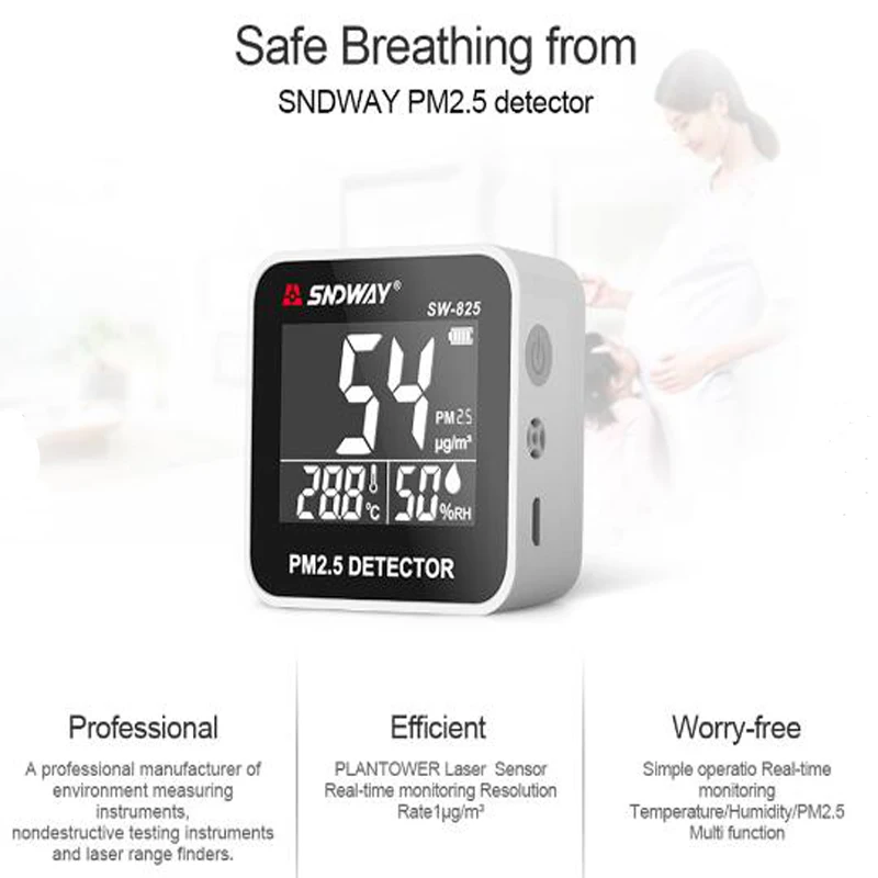 Sndway PM2.5 детектор PM 2,5 монитор качества воздуха анализатор газа PM 2,5 детектор с датчиком температуры и влажности дисплей