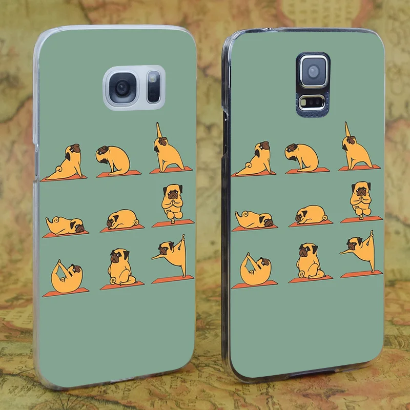 E0834 Pug Yoga Transparent Hard PC Case Cover For Samsung Galaxy Note S 3 4 5 6 7 8 9 Mini Edge Plus |