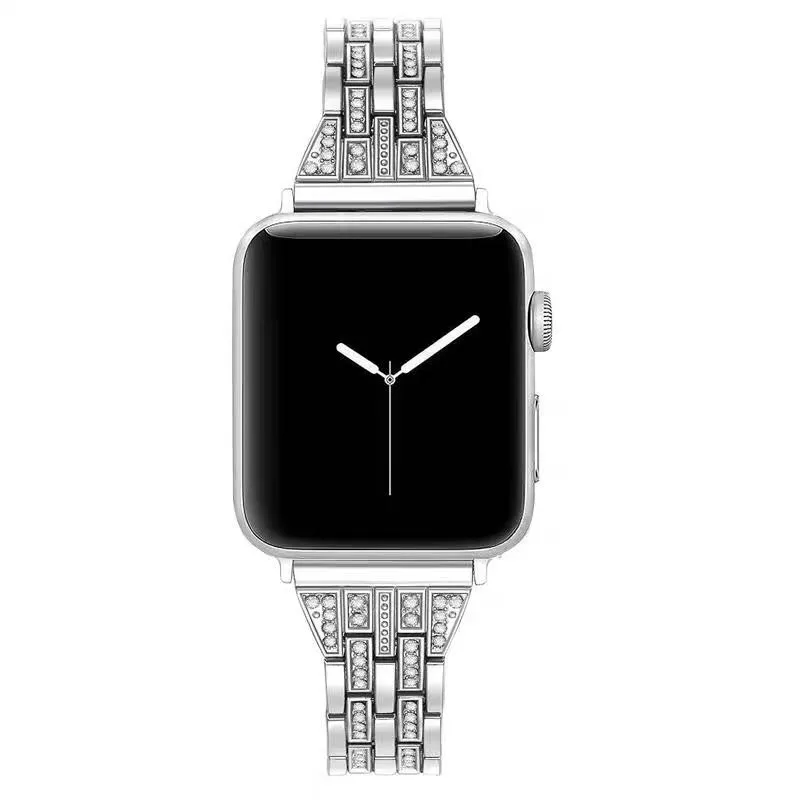 Роскошный браслет из нержавеющей стали ремень для Apple Watch полосы 44/42/40/38 мм
