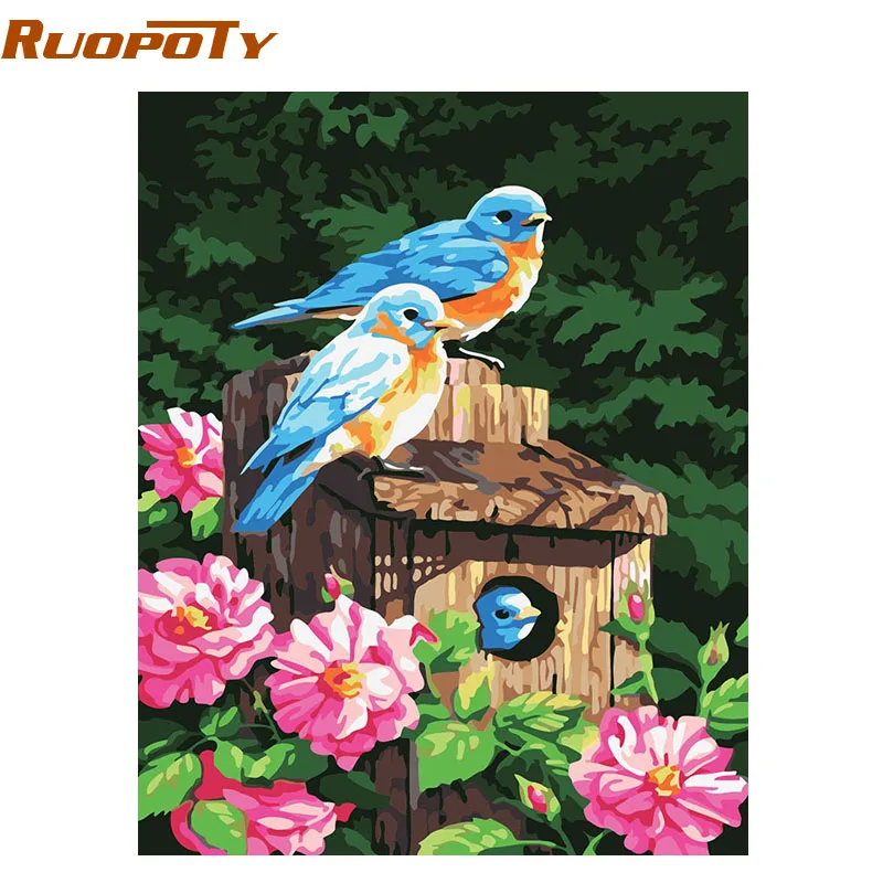 

RUOPOTY Birds Animals DIY Painting By Numbers Acrylic Picture Wall Art Canvas Painting Home Decor Unique Gift 40x50cm Artwork