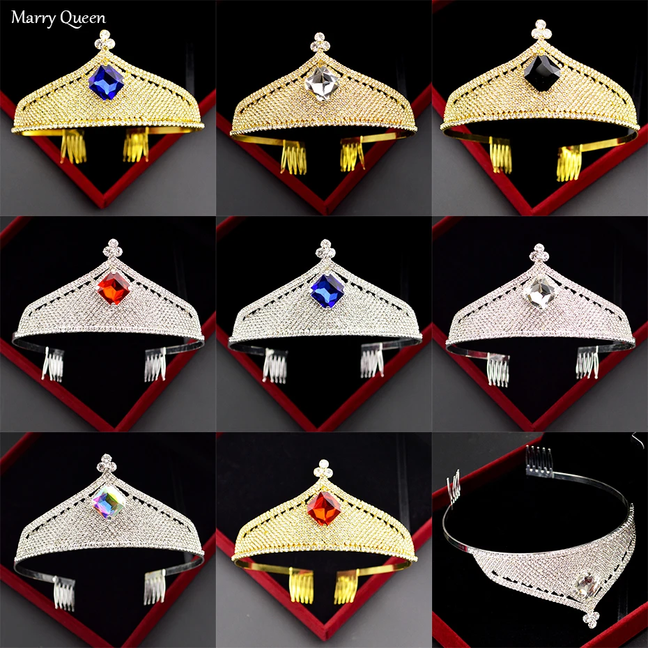 Новинка 2019 разноцветная Хрустальная корона королевы золотая серебряная тиара