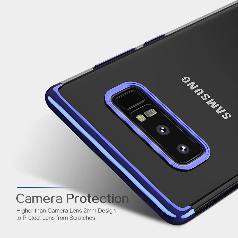FLOVEME Luxury Phone Case for Samsung Galaxy Note 8 Cases Silicon TPU Gold Plated Ultra Thin Slim Transparent Soft Cover Fundas |