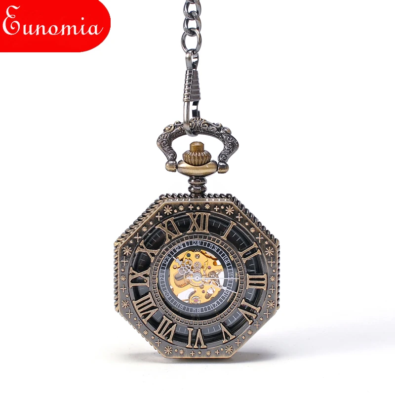 Шестигранные бронзовые римские цифры цепочка для ключей ожерелье Механические