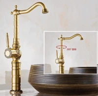 high quality luxury antique bronze water tap copper carving deck mounted bathroom basin faucet tall sink faucet mixer tap