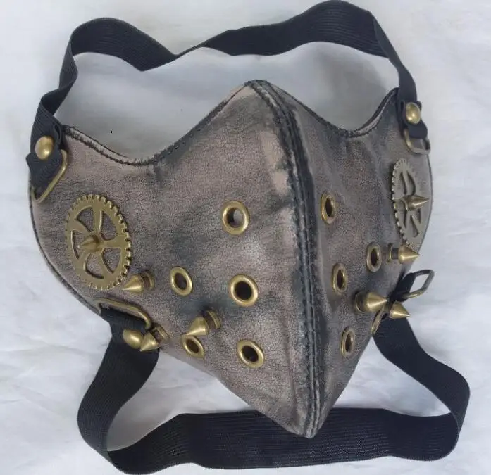 2018 Мужская стимпанк маска готический панк Шестерни заклепки Косплэй для лица
