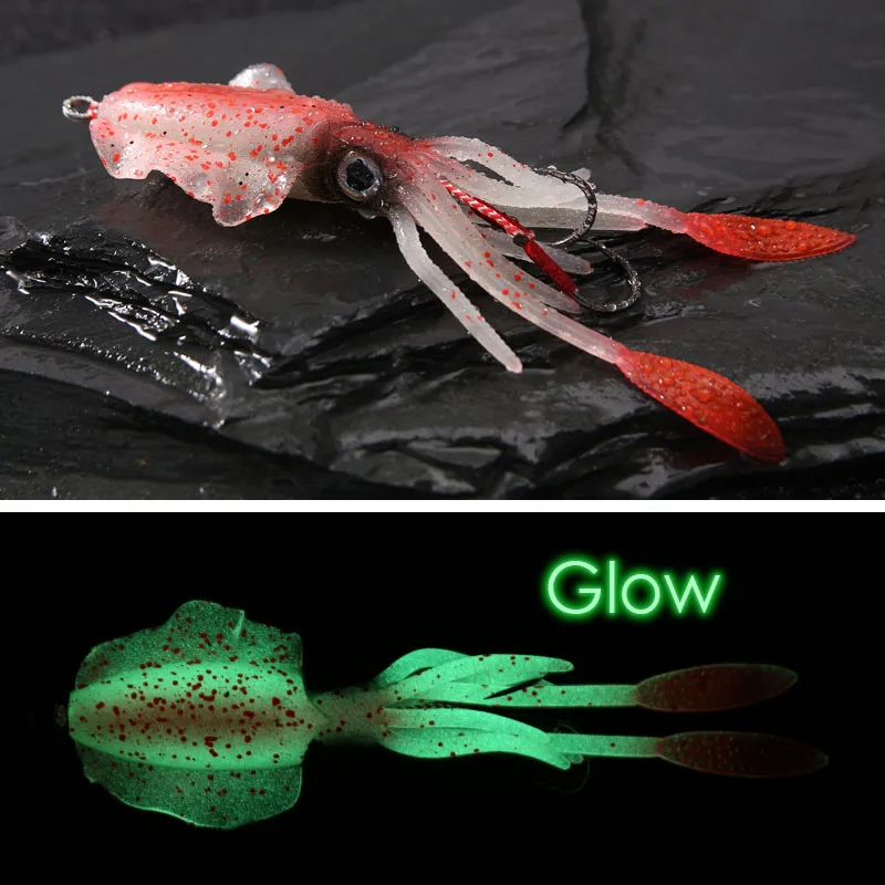 20 г/60 г УФ Glow Octopus Calamar Морская Рыбалка воблер кальмар Джиги рыболовные приманки-Воблеры силиконовая Приманка в виде кальмара Рыбалка мягкая