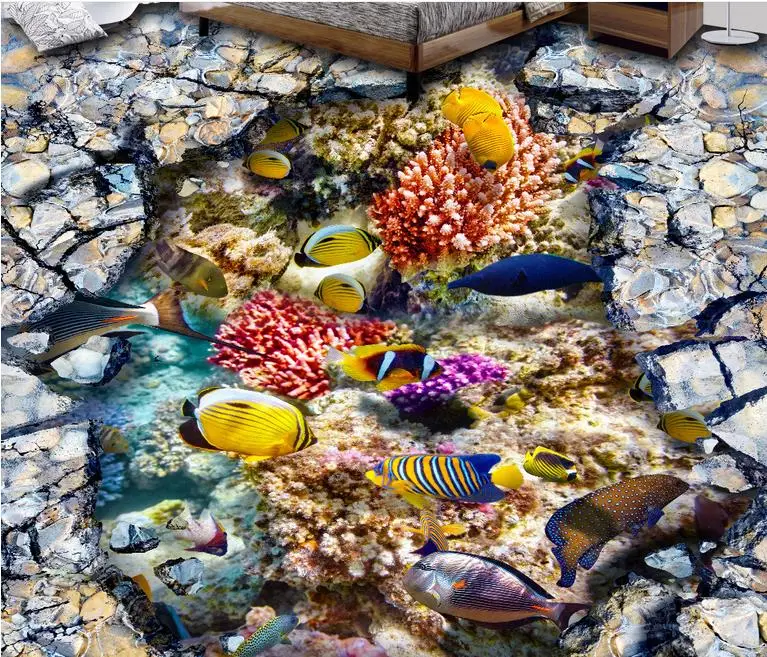 3d фрески для пола Звукопоглощающая Панель напольная плитка водонепроницаемые