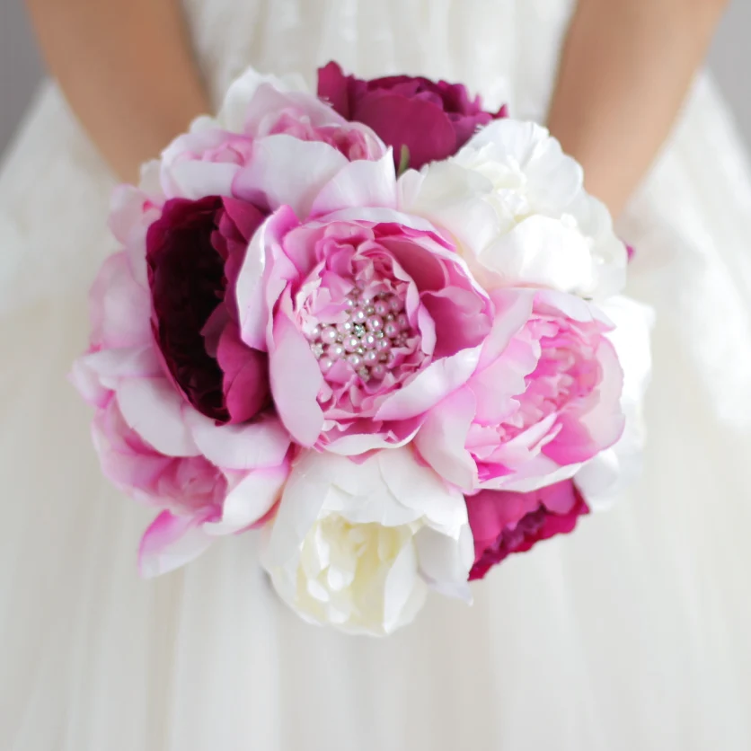 Новый простой стиль Свадебный розовый букет брошь пиона жемчужный свадебный