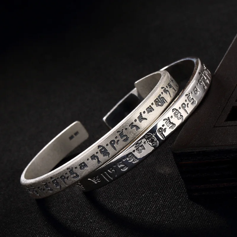 

2018 настоящий ретро браслет, матовое, тайское серебро, старый аптекарь, для очарования Будды, открытый женский браслет из стерлингового сере...