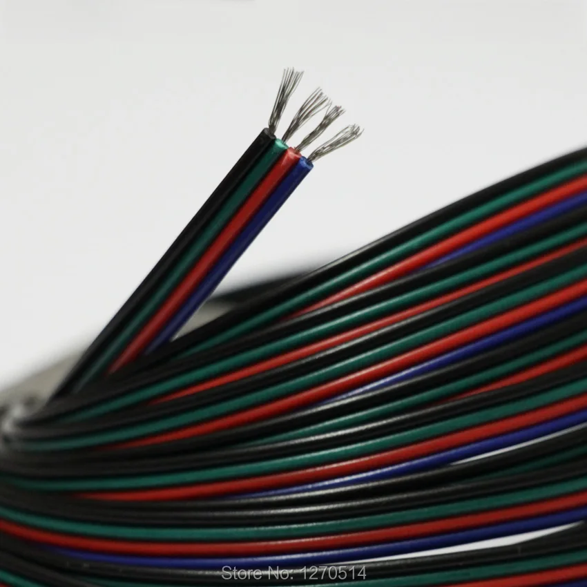 15 м/лот 22AWG луженый медный кабель 4 контактный RGB ПВХ изолированный провод 22 awg