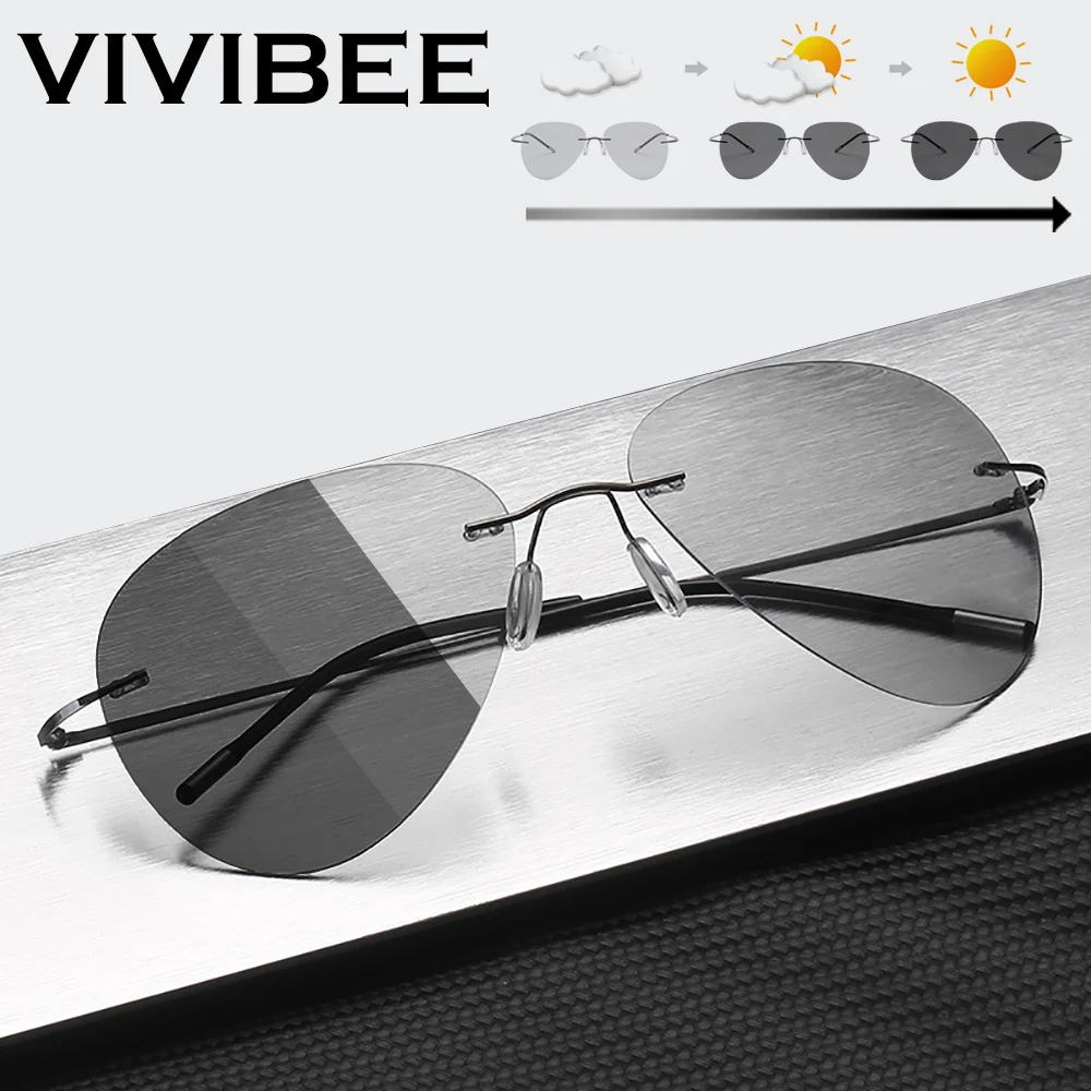 VIVIBEE поляризационные фотохромные мужские солнцезащитные очки авиаторы для