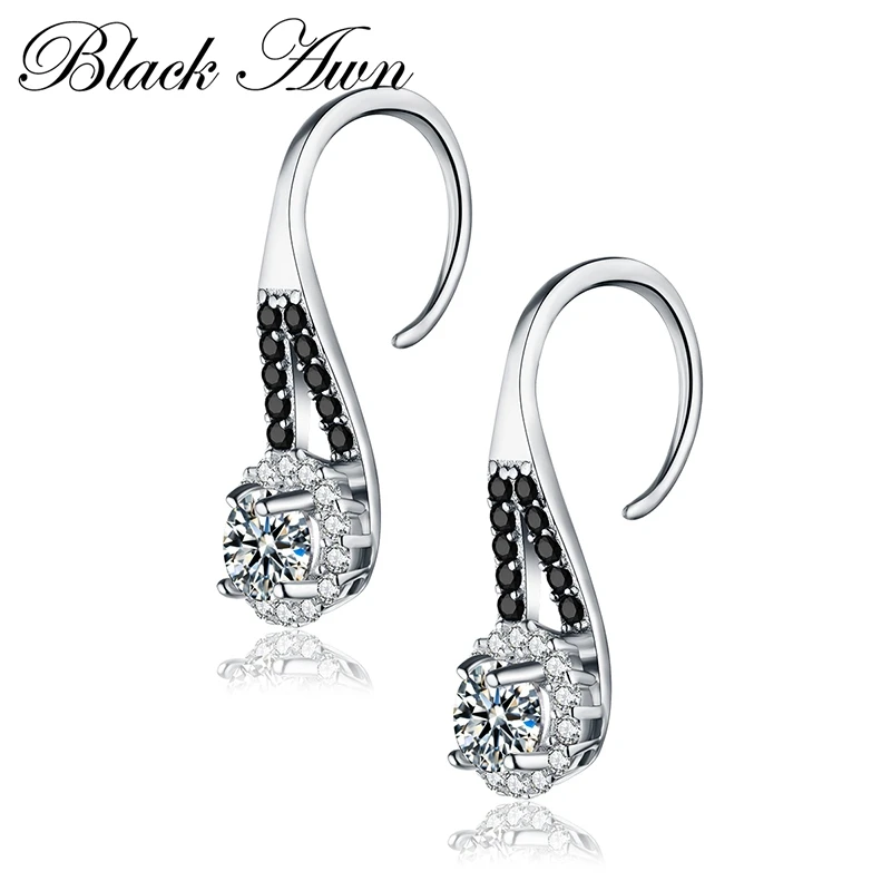 Женские винтажные серьги из серебра 925 пробы с черной шпинелью|earrings black|earrings