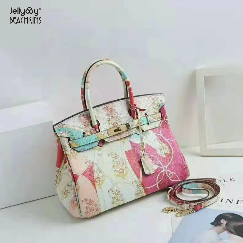 Jellyooy Beachkins Женская замок клапаном из натуральной кожаные сумочки 30 см Полный