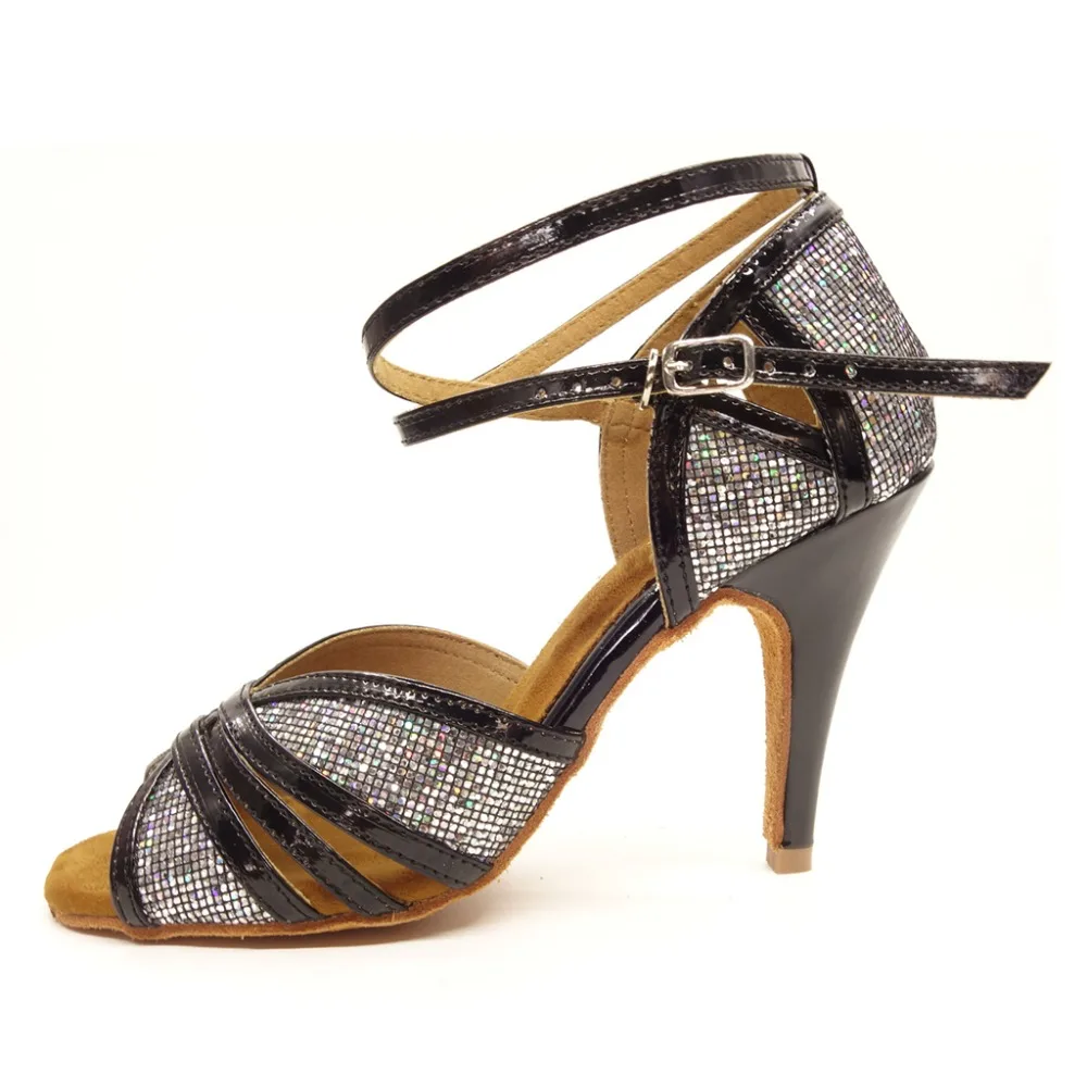 

HXYOO Women Salsa Latin Dance Shoes For ladies Dance Brand New Design PU With Shiny 8.5 cm Heel lady shoes ZC26